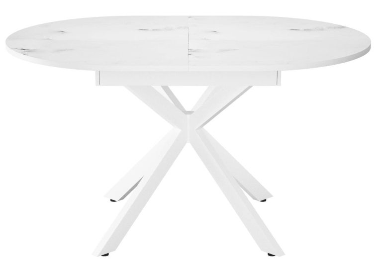 Стол DikLine MB130 белый/стекло белый мрамор сатин optiwhite/опоры MB белые
